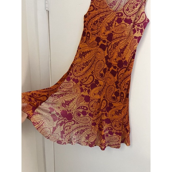 Tommy Bahama Orange Magenta Ombré Paisley V Neck Sleeveless Swing Dress XS - Picture 2 of 8